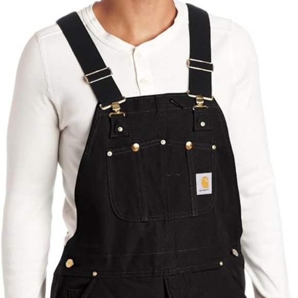 NWT Carhartt Men Quilt Lined Zip To Knee Bib Overalls Black $180 46x34 R03